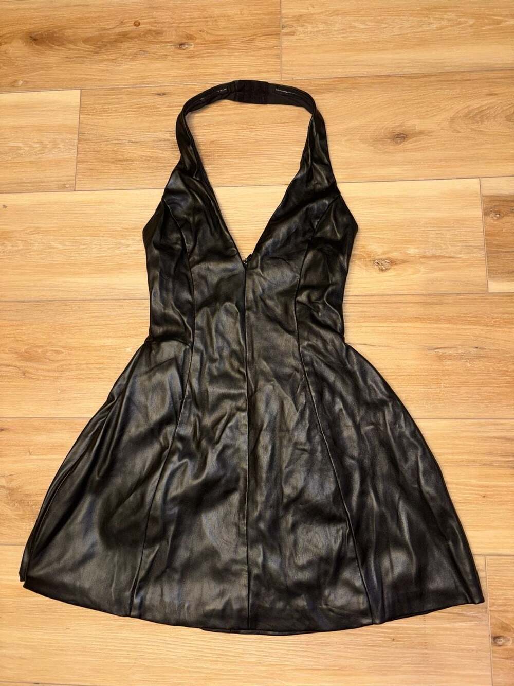 Baby Boo Missy Faux Leather Halter Mini Dress Black Size S